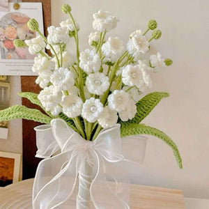 Handmade Crochet Wedding Bouquet - Lily of the Valley Bridal Flowers for Bohemian & Romantic Weddings