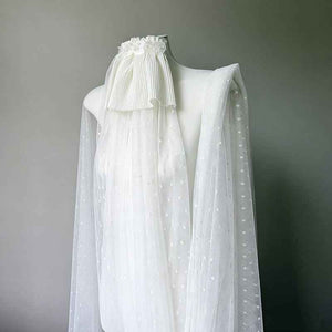 Wholesale White Bow Polka Dot Mesh Wedding Veil - Custom French Retro Bridal Accessories for Wholesalers