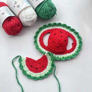 Handmade Crochet Watermelon Pet Hat for Dogs & Cats - Cute Summer Fruit Sun Hat & Photoshoot Prop