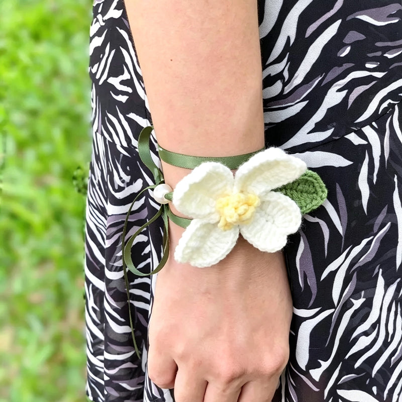 handmade-crochet-wedding-wrist-corsage-bohemian-floral-ribbon-bracelet-for-bridesmaids-flower-girls