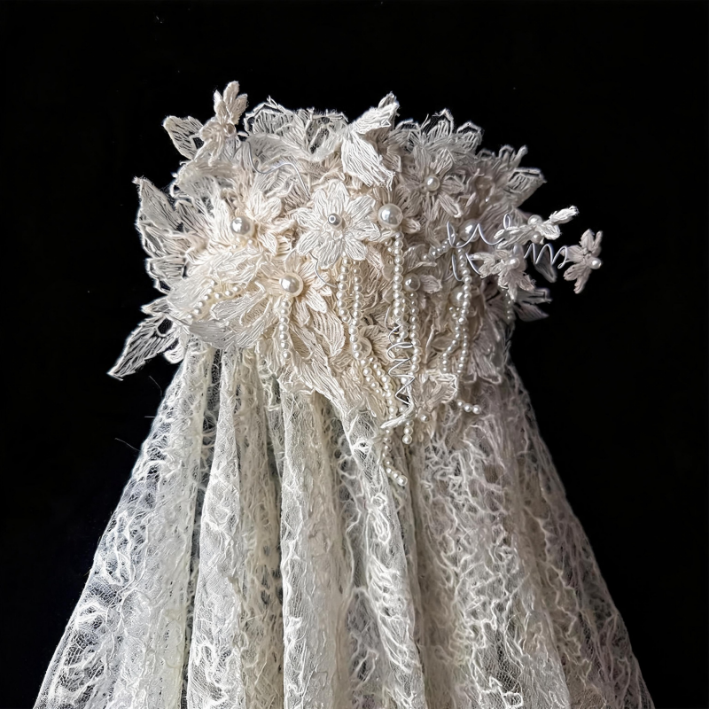 wholesale-artisan-lace-wedding-veil-vintage-ruffled-floral-crown-bridal-headpiece-for-boutique-inventory