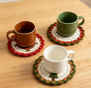 DIY Christmas Coaster Crochet Starter Kit - Festive Wreath, Reindeer & Tree Designs