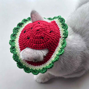 Handmade Crochet Watermelon Pet Hat for Dogs & Cats - Cute Summer Fruit Sun Hat & Photoshoot Prop