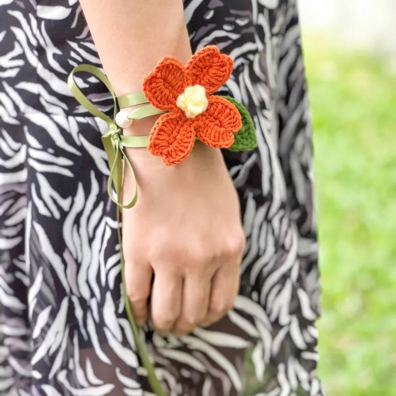 handmade-crochet-wedding-wrist-corsage-bohemian-floral-ribbon-bracelet-for-bridesmaids-flower-girls
