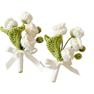 Handmade Crochet Wedding Bouquet - Lily of the Valley Bridal Flowers for Bohemian & Romantic Weddings