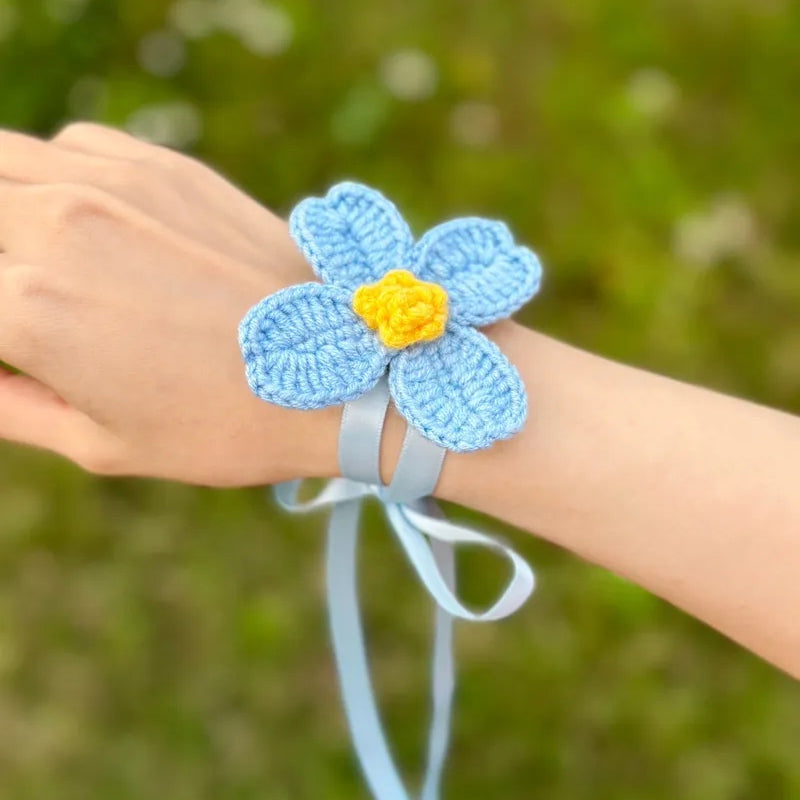 handmade-crochet-wedding-wrist-corsage-bohemian-floral-ribbon-bracelet-for-bridesmaids-flower-girls