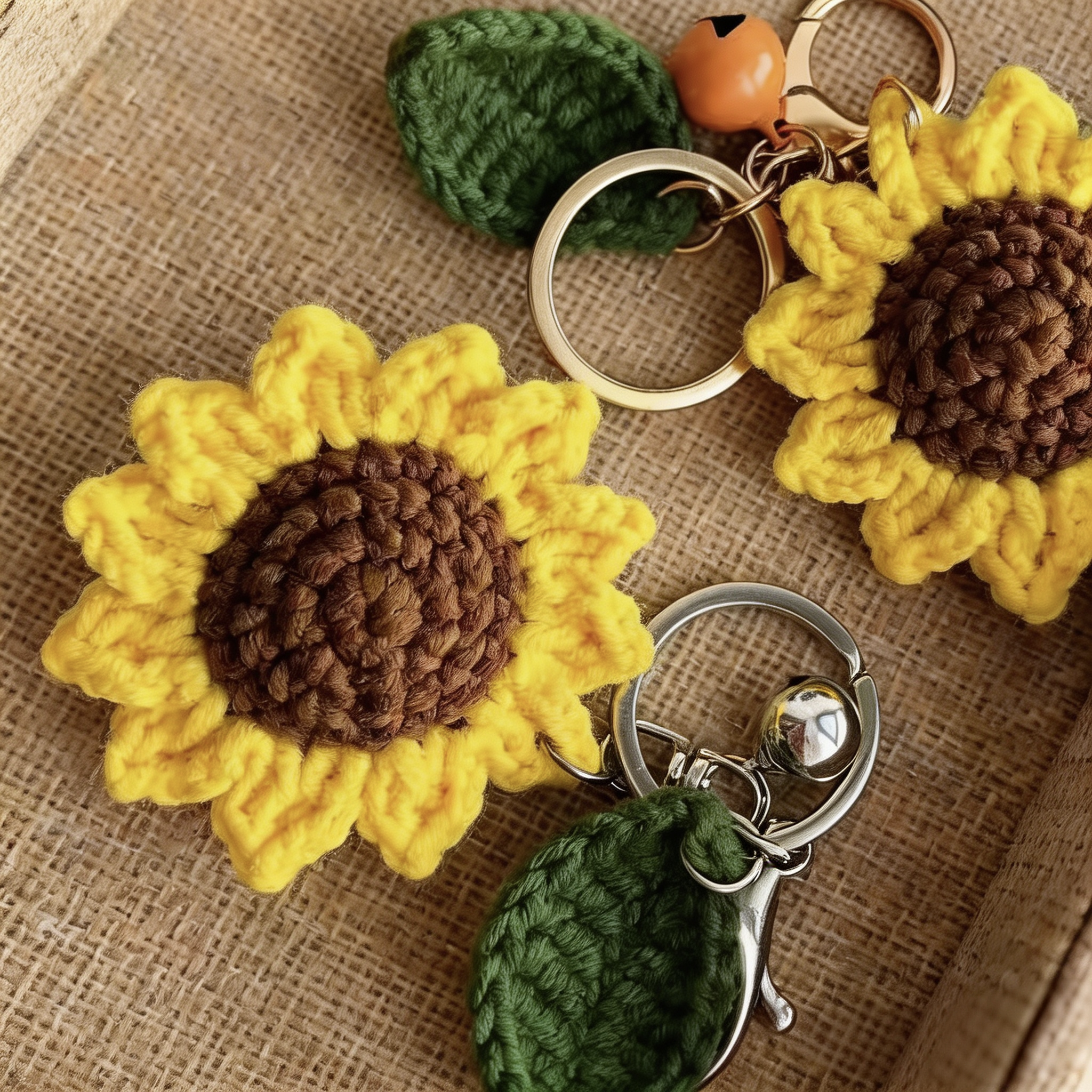 handmade-crochet-sunflower-keychain-pattern