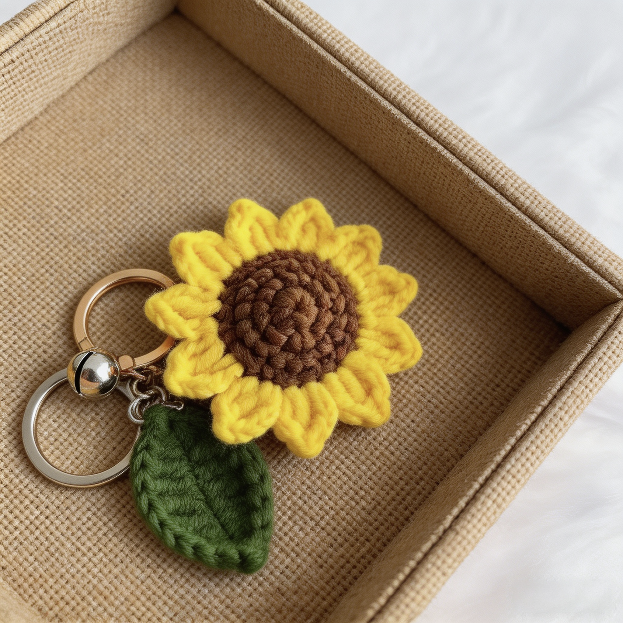 handmade-crochet-sunflower-keychain-pattern
