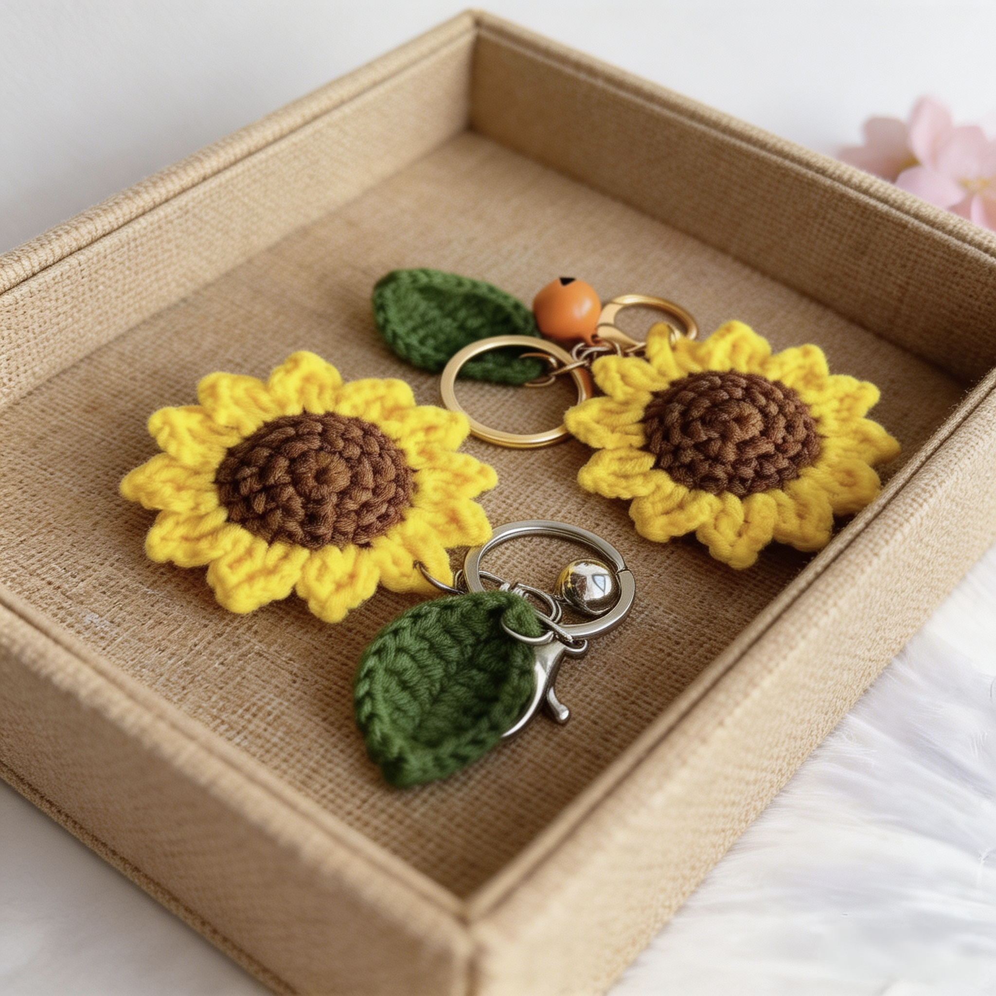 handmade-crochet-sunflower-keychain-pattern