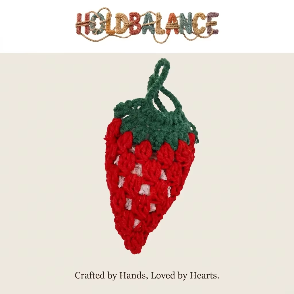 handcrafted-strawberry-crochet-pouch-soft-knit-earphone-case-mini-bag-charm