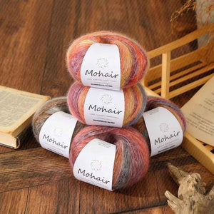 Rainbow Mohair Kid Silk Lace Yarn-Hand Dyed, Solid Color Wool Yarn, Knitting Yarn