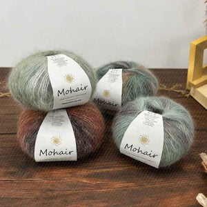 Rainbow Mohair Kid Silk Lace Yarn-Hand Dyed, Solid Color Wool Yarn, Knitting Yarn
