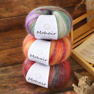 Rainbow Mohair Kid Silk Lace Yarn-Hand Dyed, Solid Color Wool Yarn, Knitting Yarn