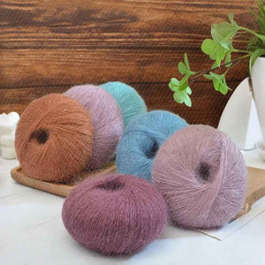 Rainbow Mohair Kid Silk Lace Yarn-Hand Dyed, Solid Color Wool Yarn, Knitting Yarn