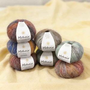 Rainbow Mohair Kid Silk Lace Yarn-Hand Dyed, Solid Color Wool Yarn, Knitting Yarn