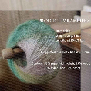 Rainbow Mohair Kid Silk Lace Yarn-Hand Dyed, Solid Color Wool Yarn, Knitting Yarn