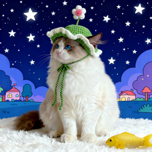 Handmade Crochet Cat Hat – Cute Flower Pet Bonnet for Photos & Daily Wear