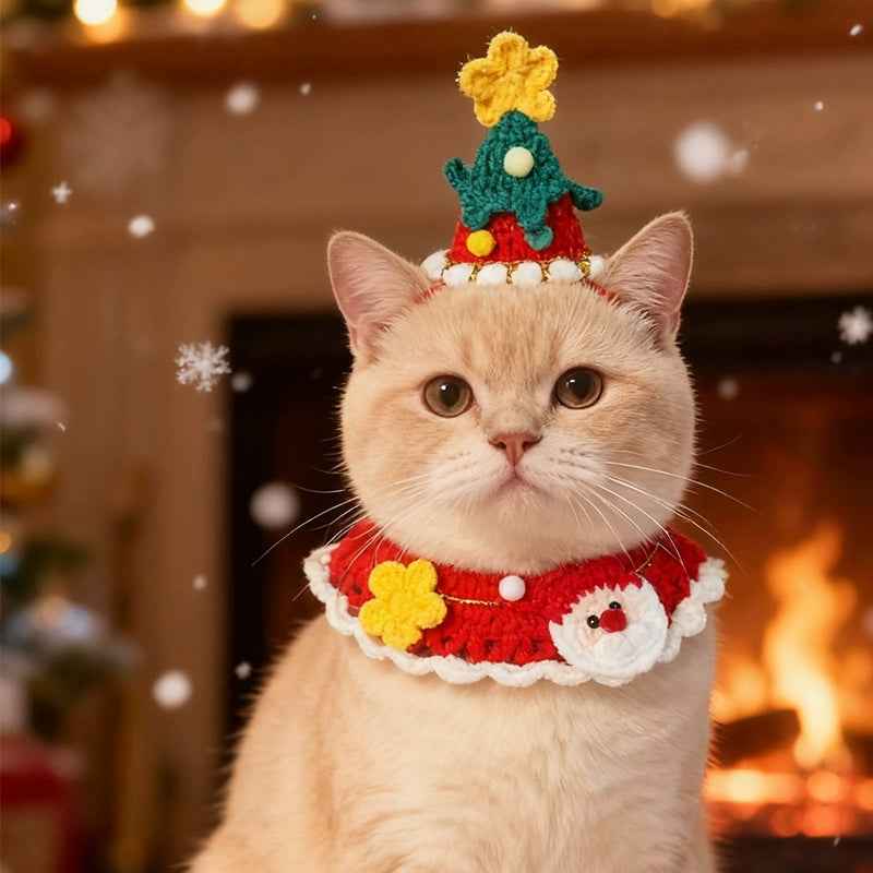 christmas-cat-costume-set-knitted-collar-tree-hat-for-pets